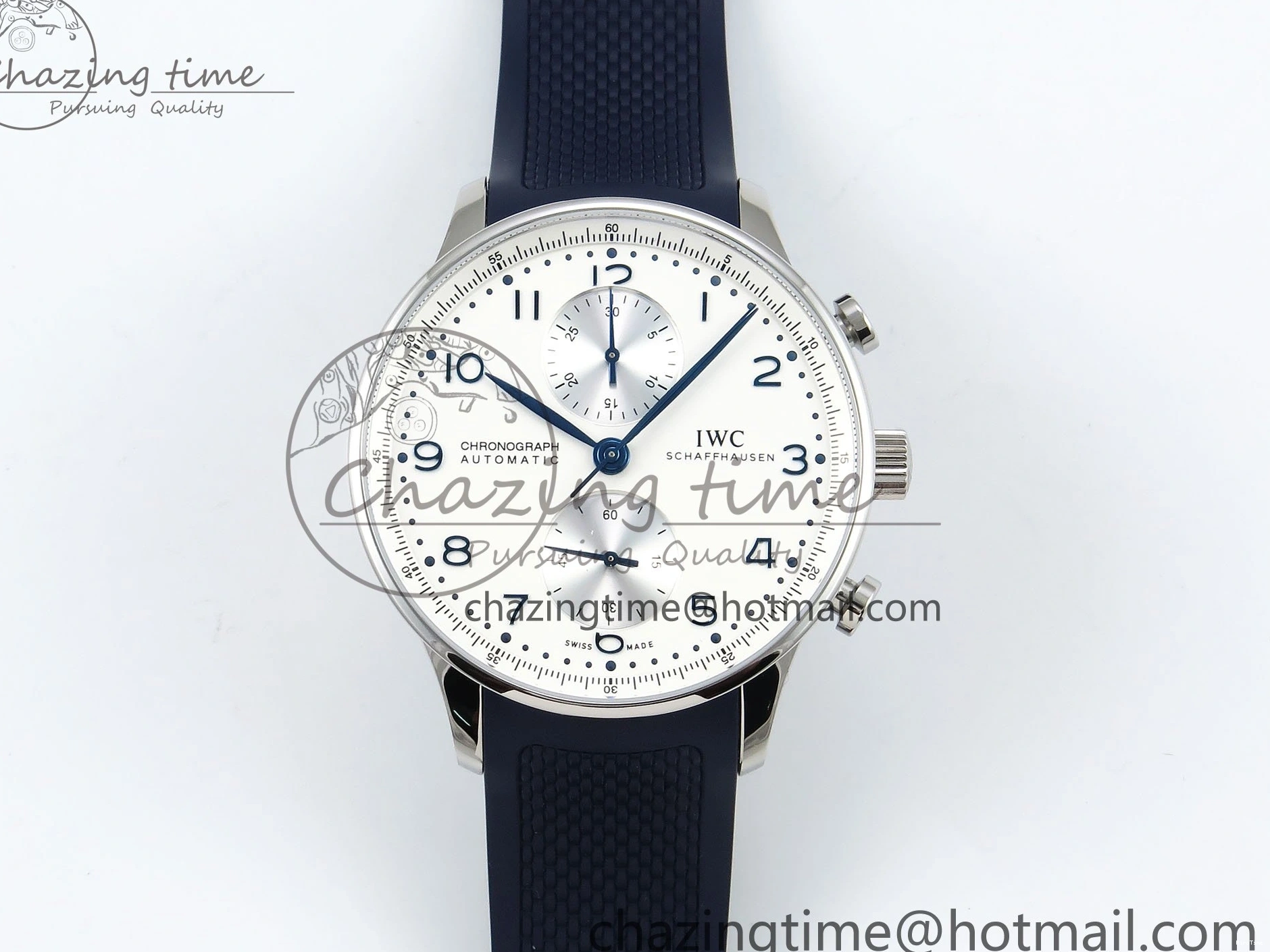 MIROTIME 0211 Casual Portuguese Chrono IW3716 Z+F 1:1 Best Edition White Dial on Blue Rubber Strap A 7016